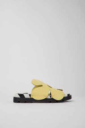 Sandalias Camper Twins Cuero Mujer Amarillo | FQYMT-3679