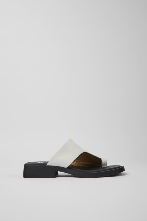 Sandalias Camper Twins Cuero Mujer Blancas | EMCOT-2058