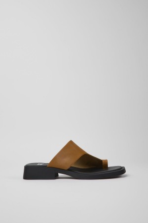 Sandalias Camper Twins Cuero Mujer Marrones | IUJHG-2154