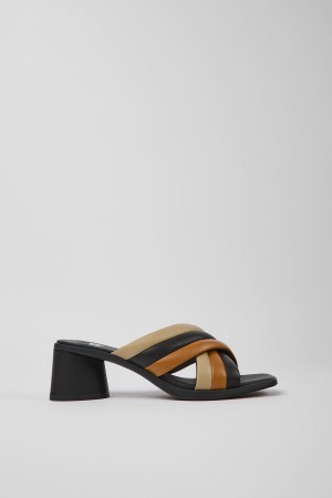 Sandalias Camper Twins Cuero Mujer Negras | KUXWY-1054