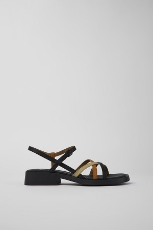 Sandalias Camper Twins Cuero Mujer Negras | MXTQN-8160