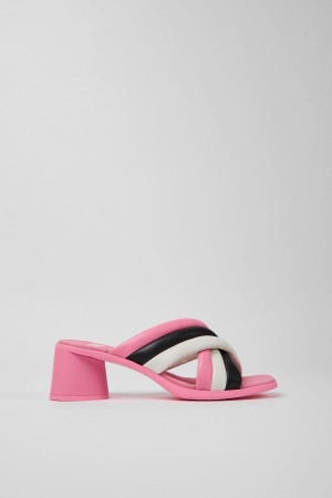 Sandalias Camper Twins Cuero Mujer Rosas | ADQSB-3827