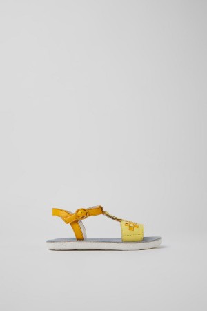 Sandalias Camper Twins Cuero Niña Amarillo | XAPSC-4618