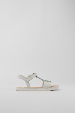 Sandalias Camper Twins Cuero Niña Blancas | MHDEY-3761