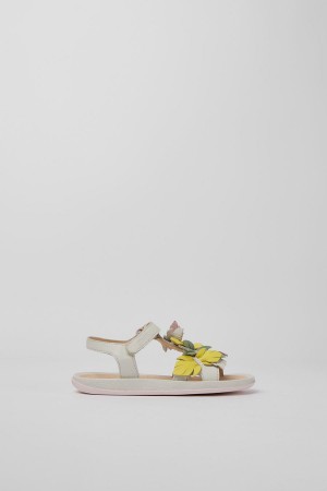 Sandalias Camper Twins Cuero Niña Blancas | ABMEP-5481