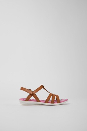 Sandalias Camper Twins Cuero Niña Marrones | EYOBN-5702