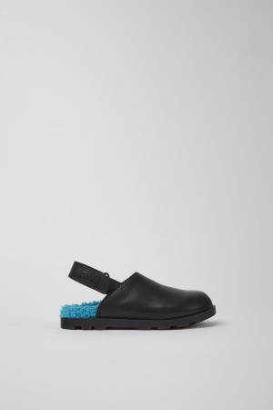 Slip On Camper Brutus Cuero Clogs Niño Negras | LZNGX-2045
