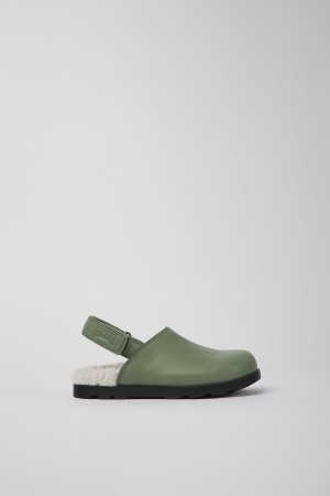 Slip On Camper Brutus Cuero Clogs Niño Verde | FKJNE-7608