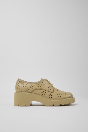 Slip On Camper Milah Cuero Mujer Beige | QGSVT-2308
