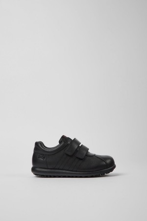 Slip On Camper Pelotas Cuero Textil Niño Negras | LMOIP-6028