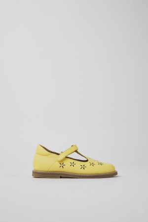 Slip On Camper Savina Cuero Niña Amarillo | YVZCD-9324