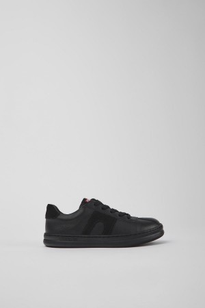 Zapatillas Camper Runner Cuero Nubuck Niño Negras | LVRMS-7351