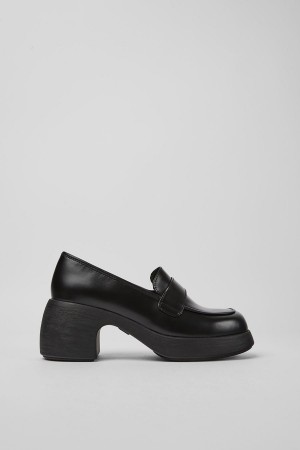 Zapatos Cuña Camper Thelma Cuero Mujer Negras | YSEQF-1742