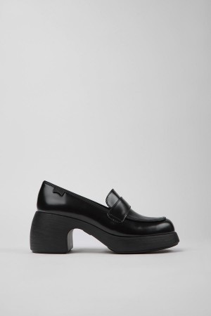 Zapatos Cuña Camper Thelma Cuero Mujer Negras | QPVYF-0693