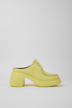 Zapatos Cuña Camper Thelma Cuero Mules Mujer Amarillo | KOWFC-0985