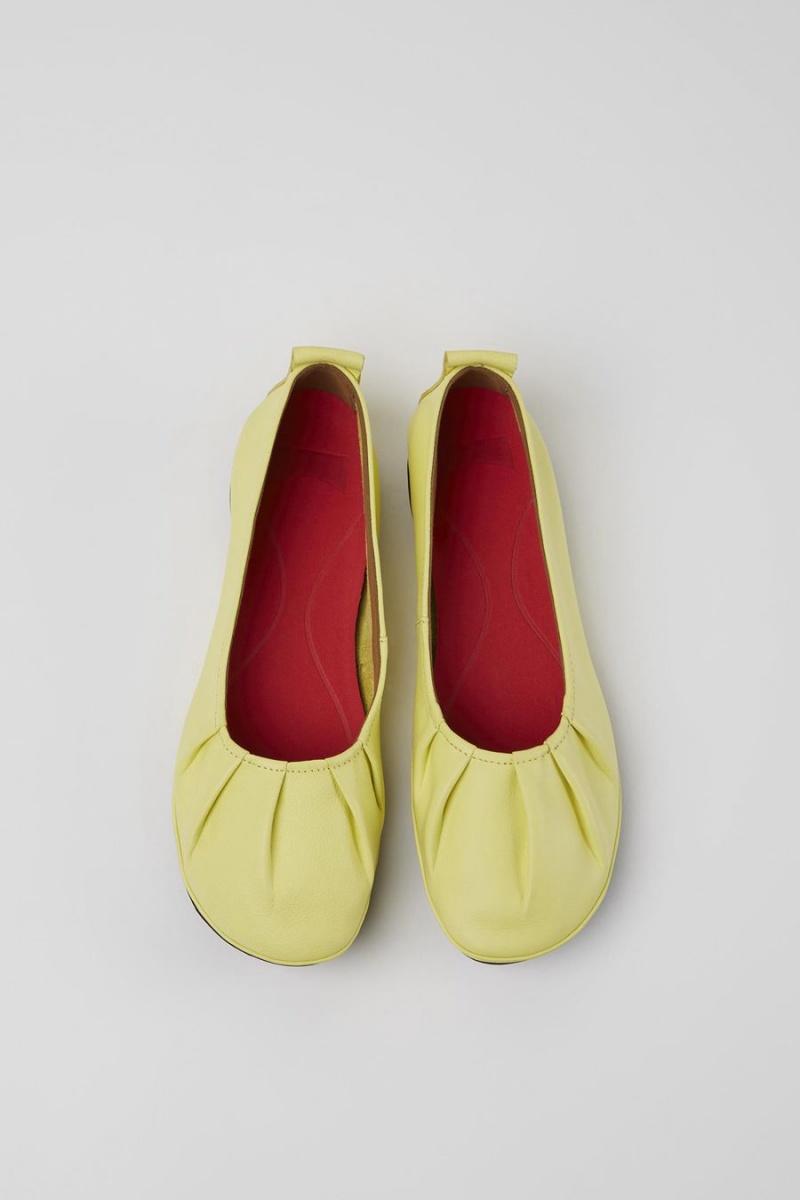 Ballerinas Camper Right Cuero Flats Mujer Amarillo | ZQNYP-9652
