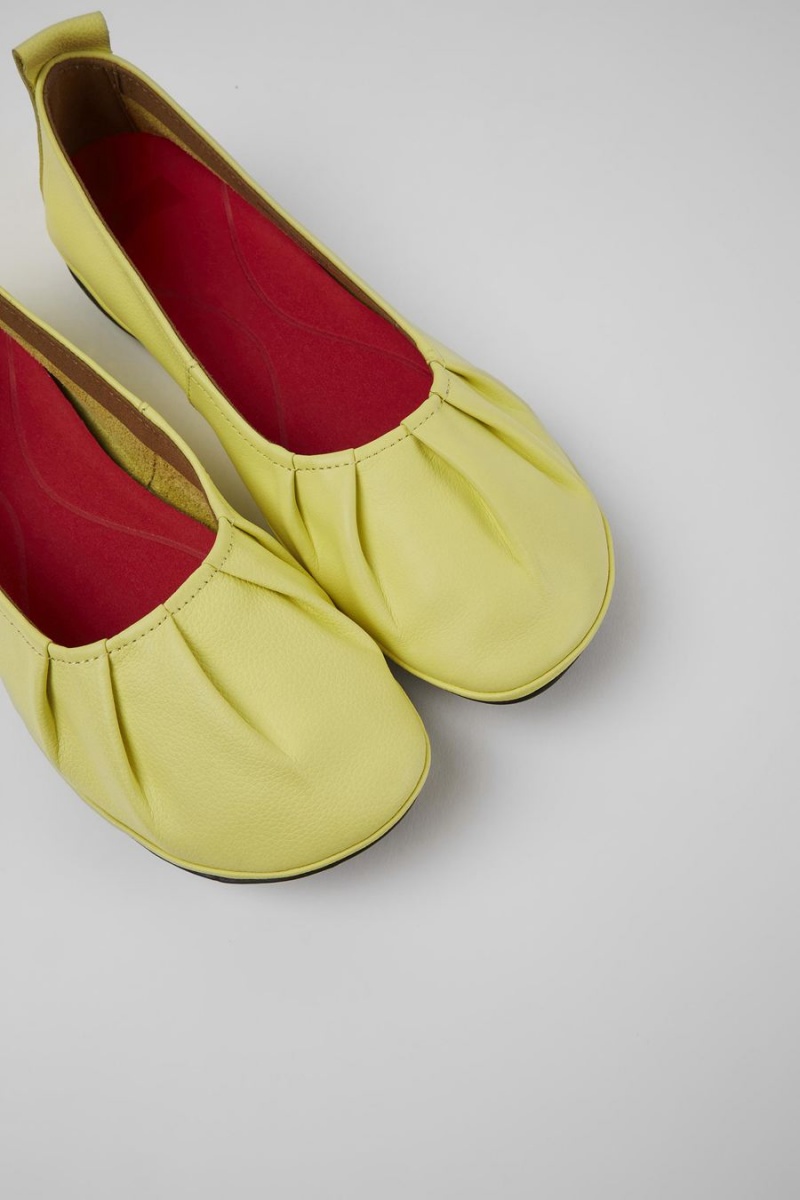 Ballerinas Camper Right Cuero Flats Mujer Amarillo | ZQNYP-9652