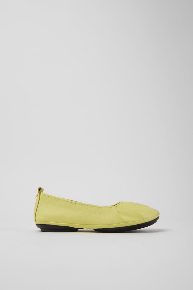Ballerinas Camper Right Cuero Flats Mujer Amarillo | ZQNYP-9652