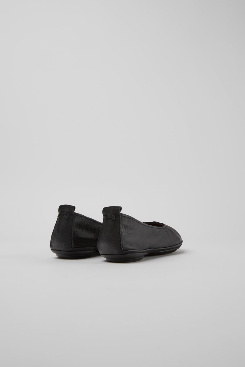 Ballerinas Camper Right Cuero Flats Mujer Negras | VDPBE-9076