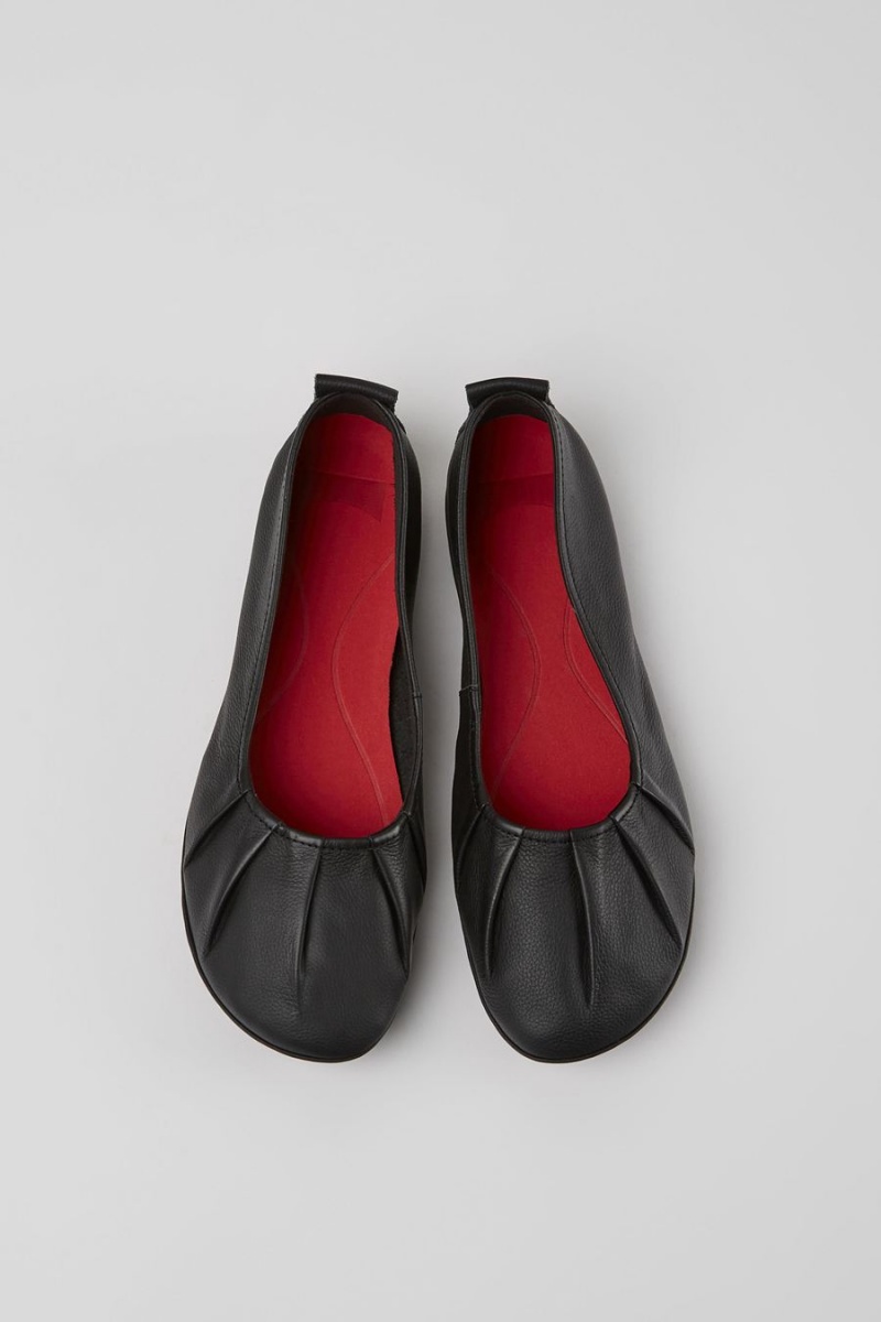 Ballerinas Camper Right Cuero Flats Mujer Negras | VDPBE-9076