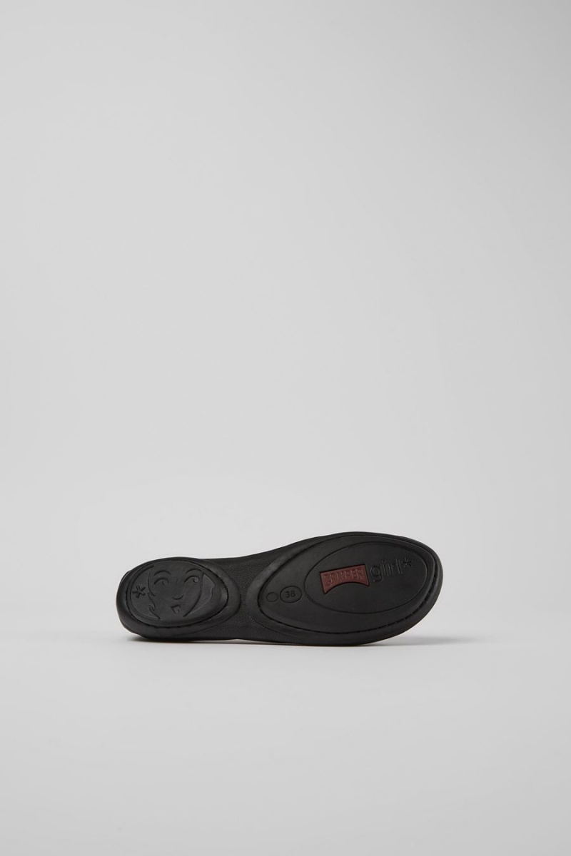 Ballerinas Camper Right Cuero Flats Mujer Negras | VDPBE-9076