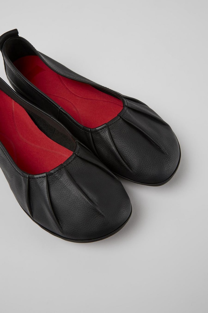 Ballerinas Camper Right Cuero Flats Mujer Negras | VDPBE-9076