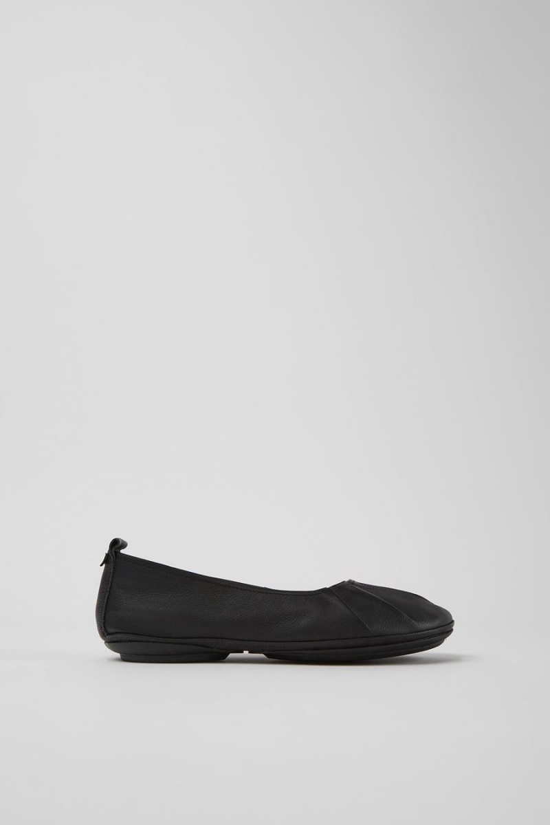 Ballerinas Camper Right Cuero Flats Mujer Negras | VDPBE-9076