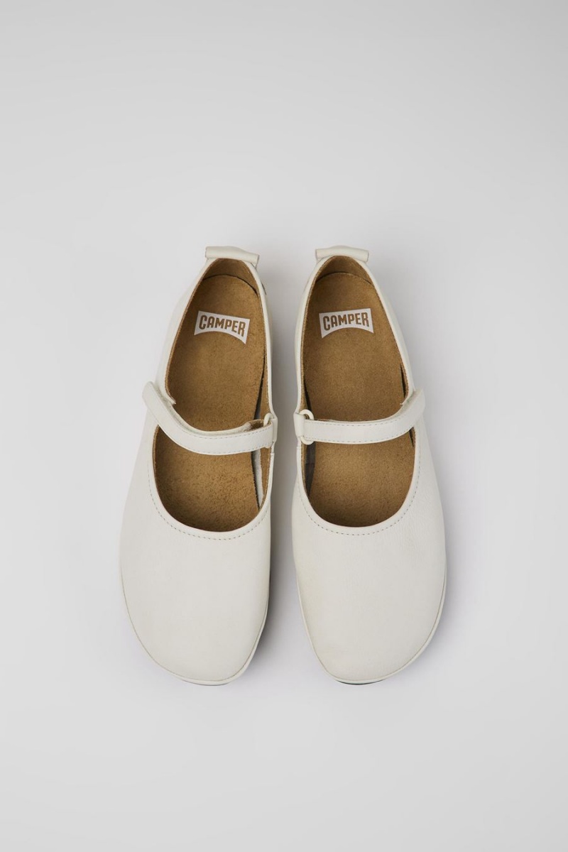 Ballerinas Camper Right Cuero Mujer Blancas | KPLFU-1740