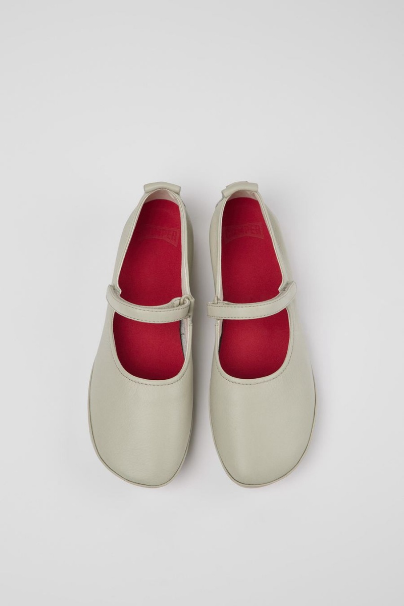 Ballerinas Camper Right Cuero Mujer Gris | QCHAN-7562
