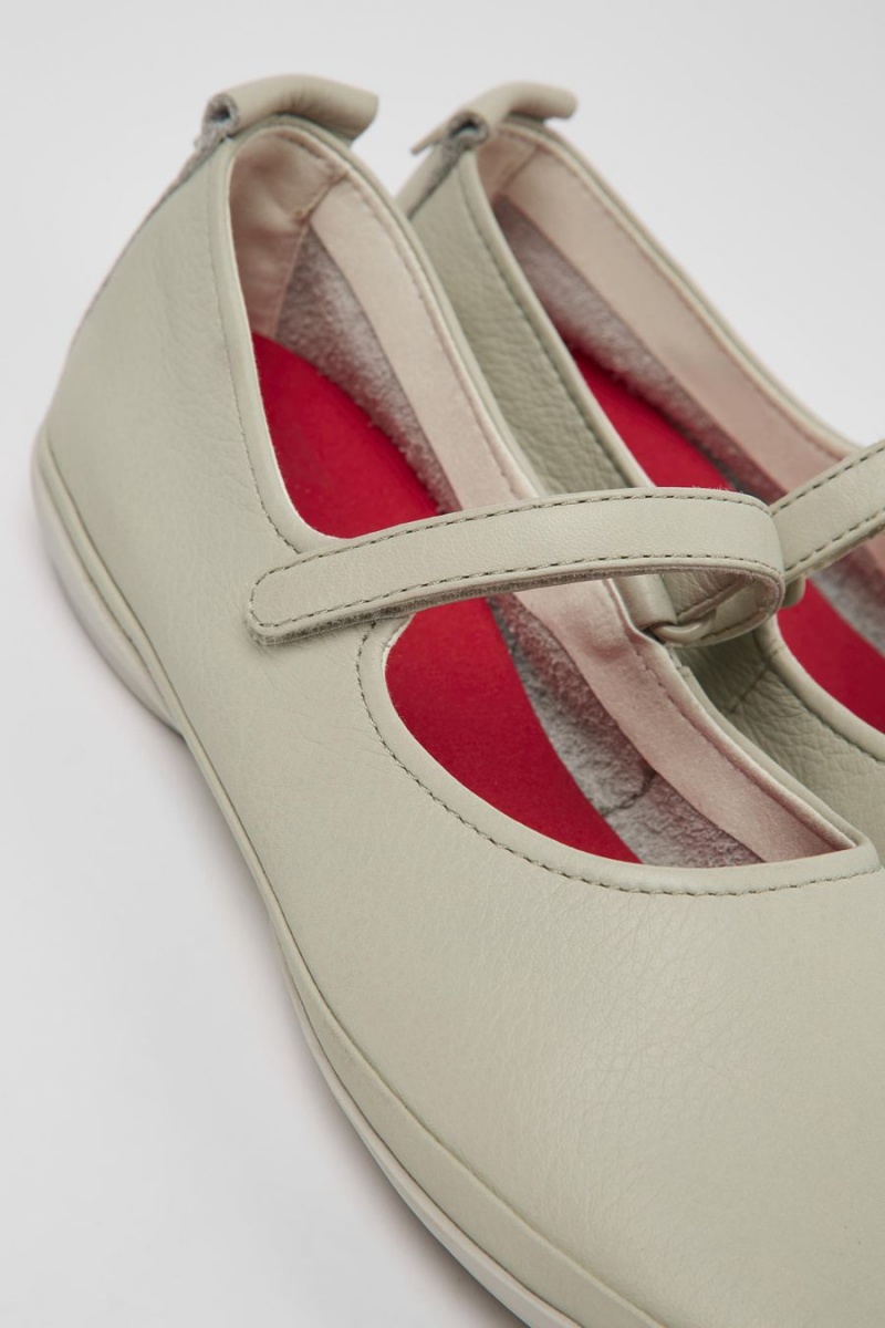 Ballerinas Camper Right Cuero Mujer Gris | QCHAN-7562