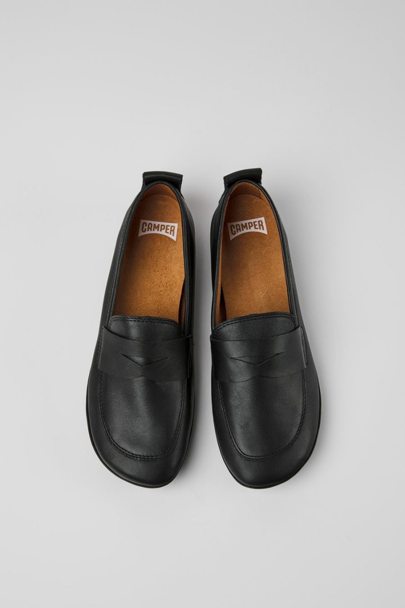 Ballerinas Camper Right Cuero Mujer Negras | NBJDM-5043