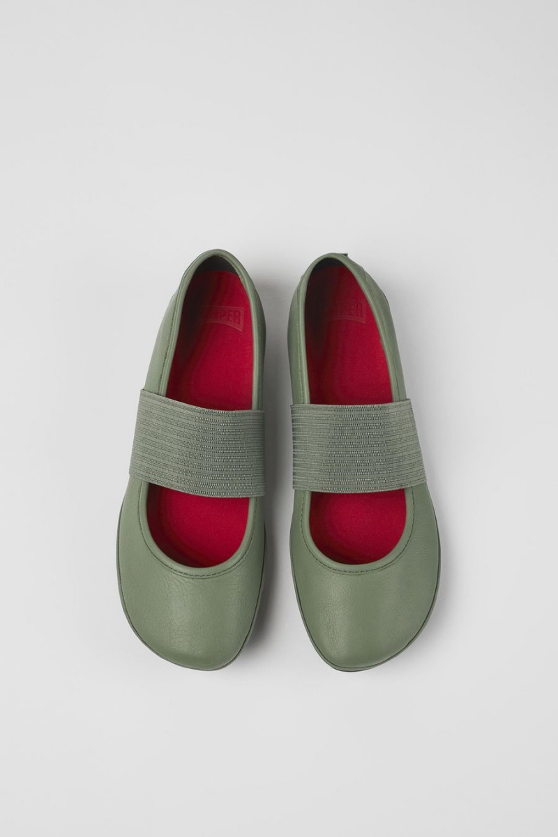 Ballerinas Camper Right Cuero Mujer Verde | OZAJG-7064