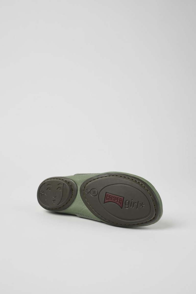 Ballerinas Camper Right Cuero Mujer Verde | OZAJG-7064
