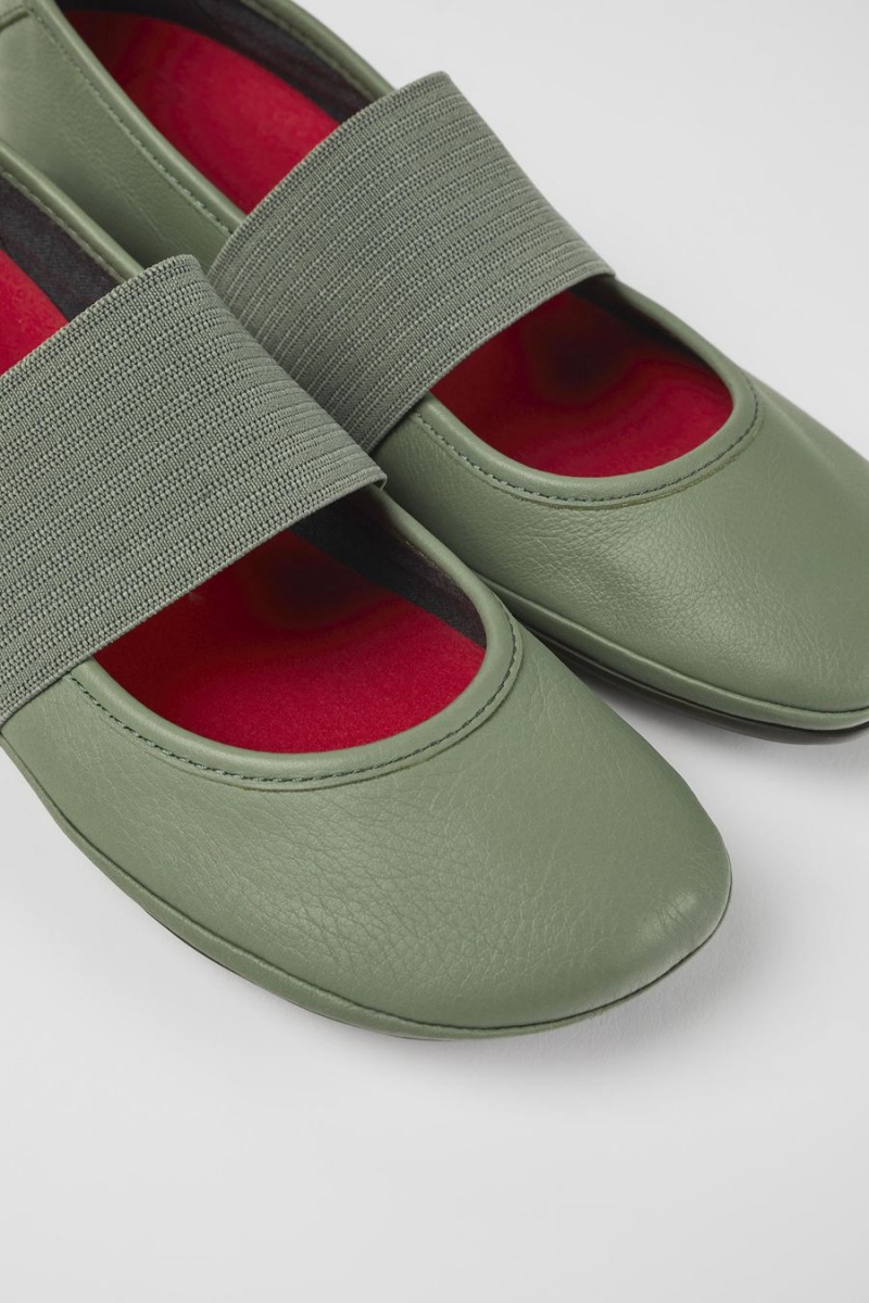 Ballerinas Camper Right Cuero Mujer Verde | OZAJG-7064