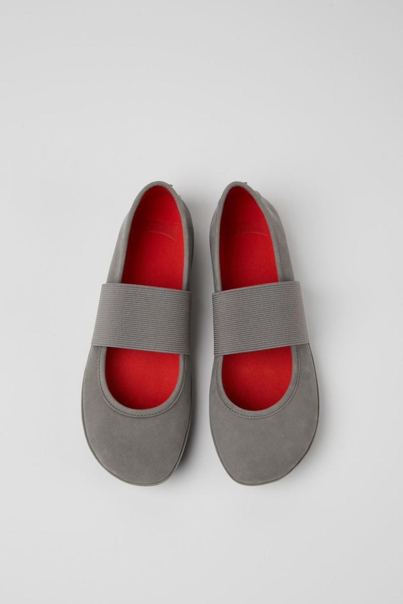 Ballerinas Camper Right Nubuck Flats Mujer Gris | WUOMV-9158