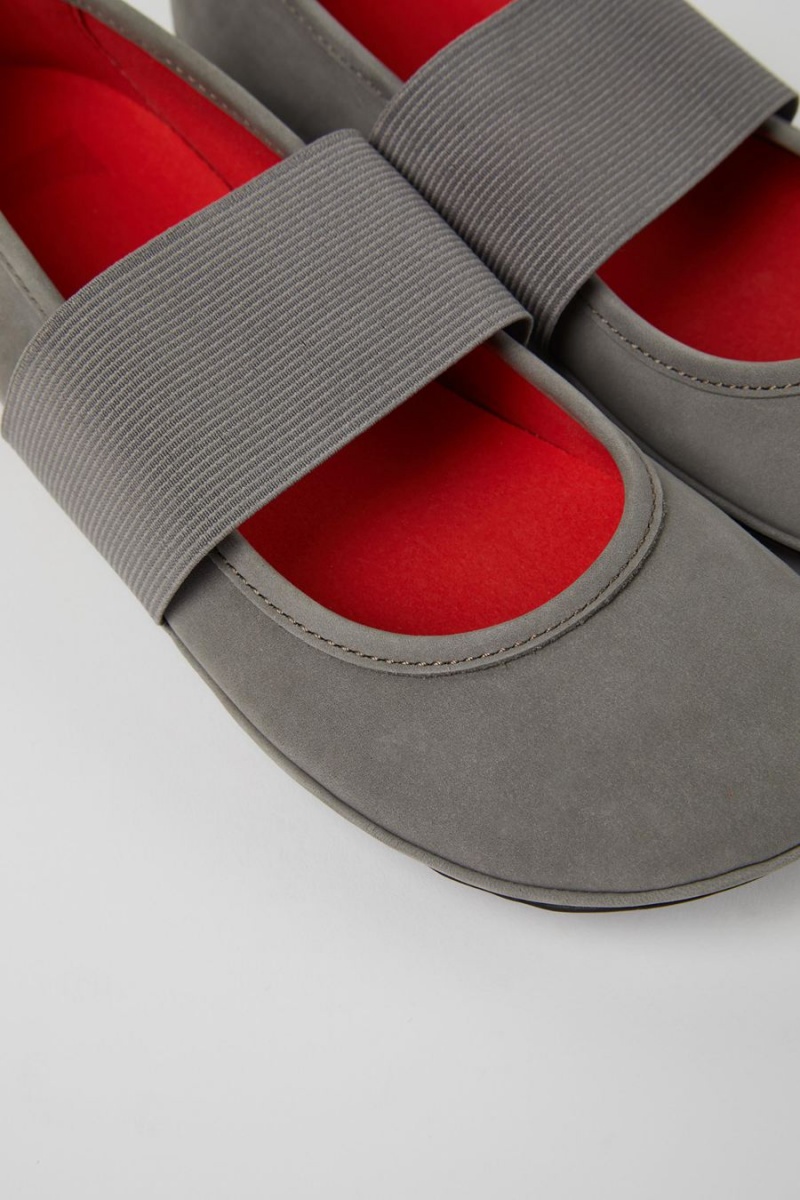 Ballerinas Camper Right Nubuck Flats Mujer Gris | WUOMV-9158