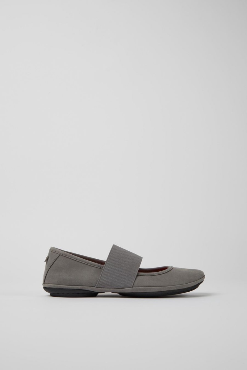 Ballerinas Camper Right Nubuck Flats Mujer Gris | WUOMV-9158