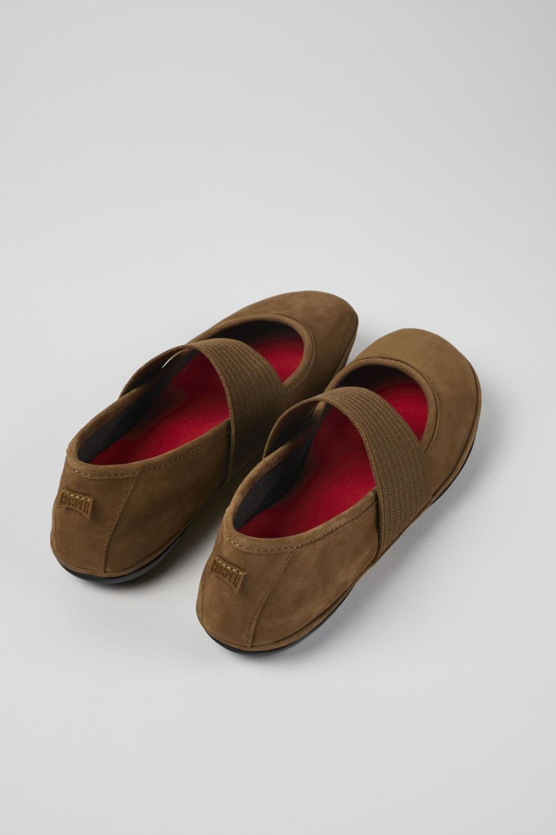 Ballerinas Camper Right Nubuck Mujer Marrones | GNJCL-1502