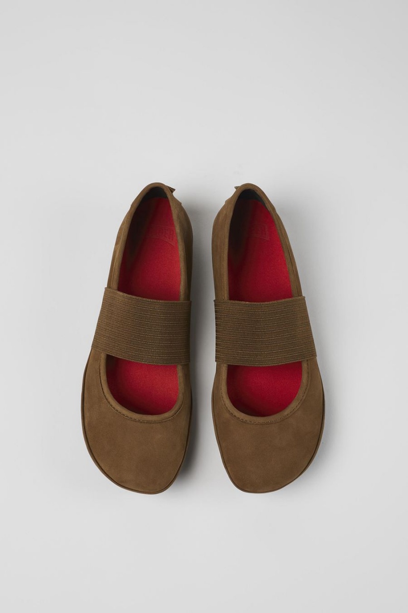 Ballerinas Camper Right Nubuck Mujer Marrones | GNJCL-1502