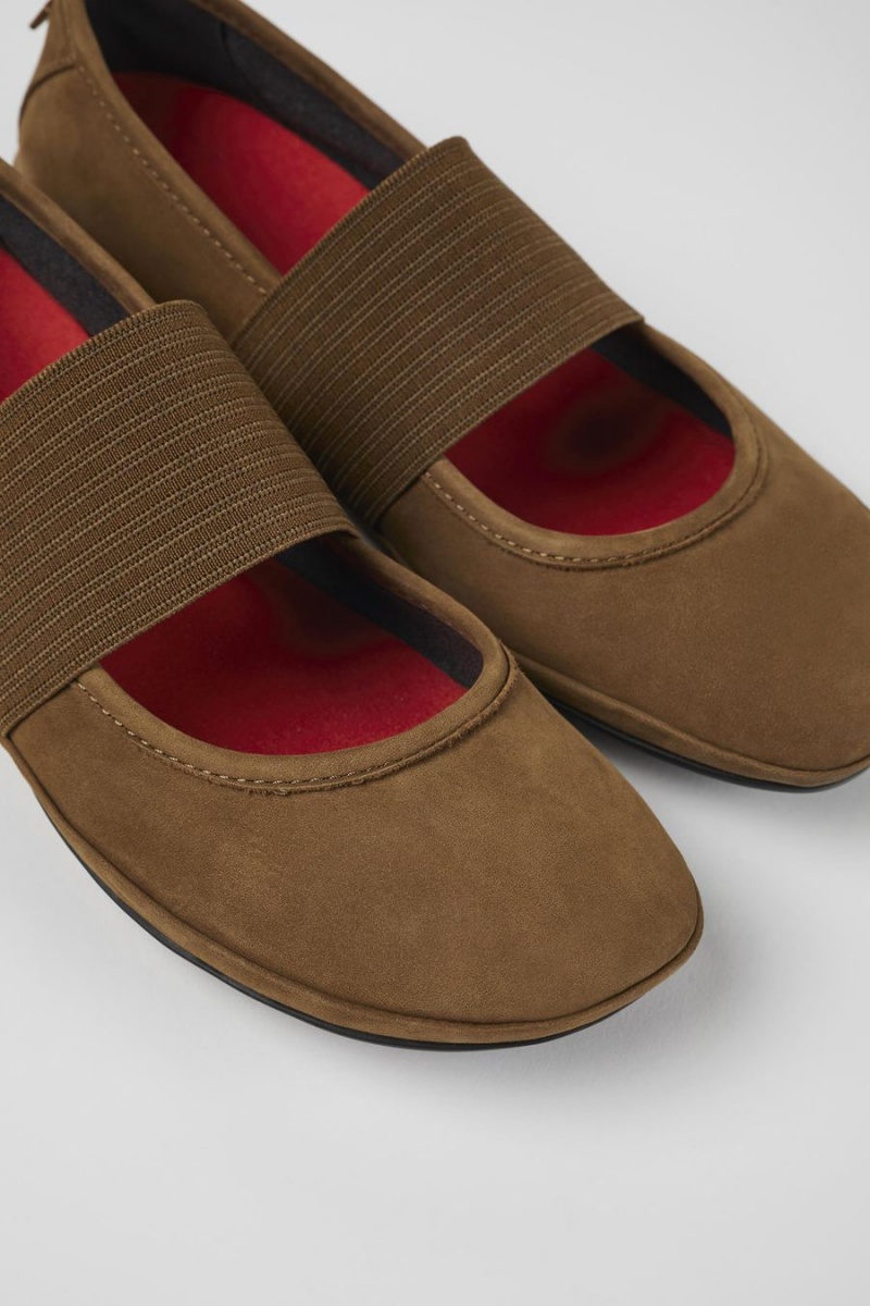 Ballerinas Camper Right Nubuck Mujer Marrones | GNJCL-1502