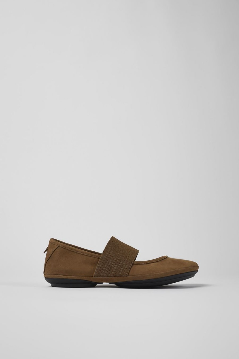 Ballerinas Camper Right Nubuck Mujer Marrones | GNJCL-1502