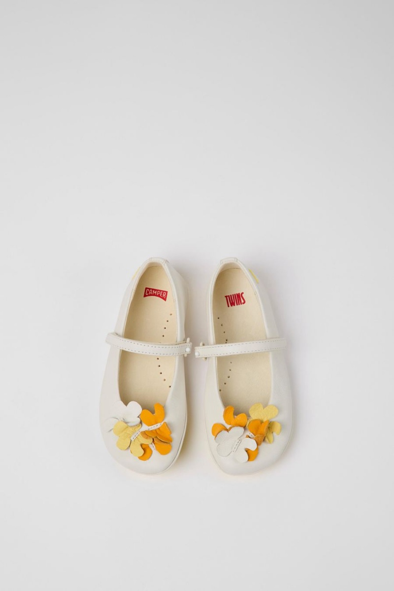 Ballerinas Camper Twins Cuero Niña Blancas | GPSWK-8702