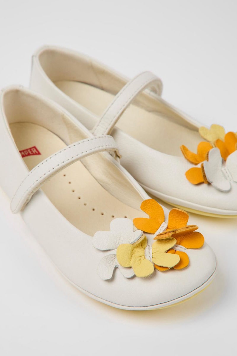 Ballerinas Camper Twins Cuero Niña Blancas | GPSWK-8702