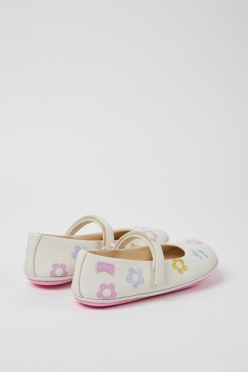 Ballerinas Camper Twins Cuero Niña Blancas | MXCFL-6374