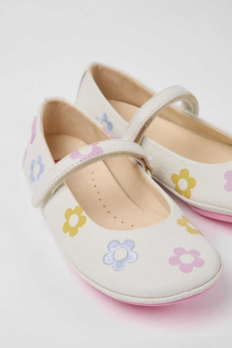 Ballerinas Camper Twins Cuero Niña Blancas | MXCFL-6374