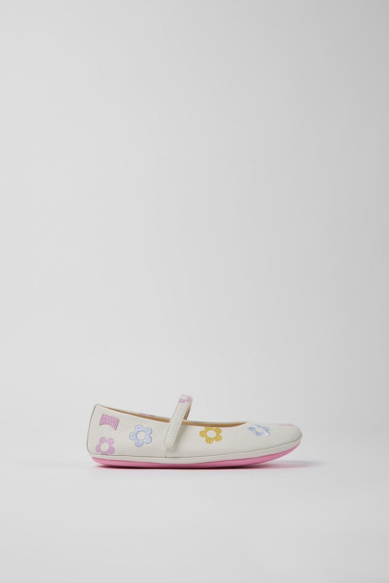 Ballerinas Camper Twins Cuero Niña Blancas | MXCFL-6374