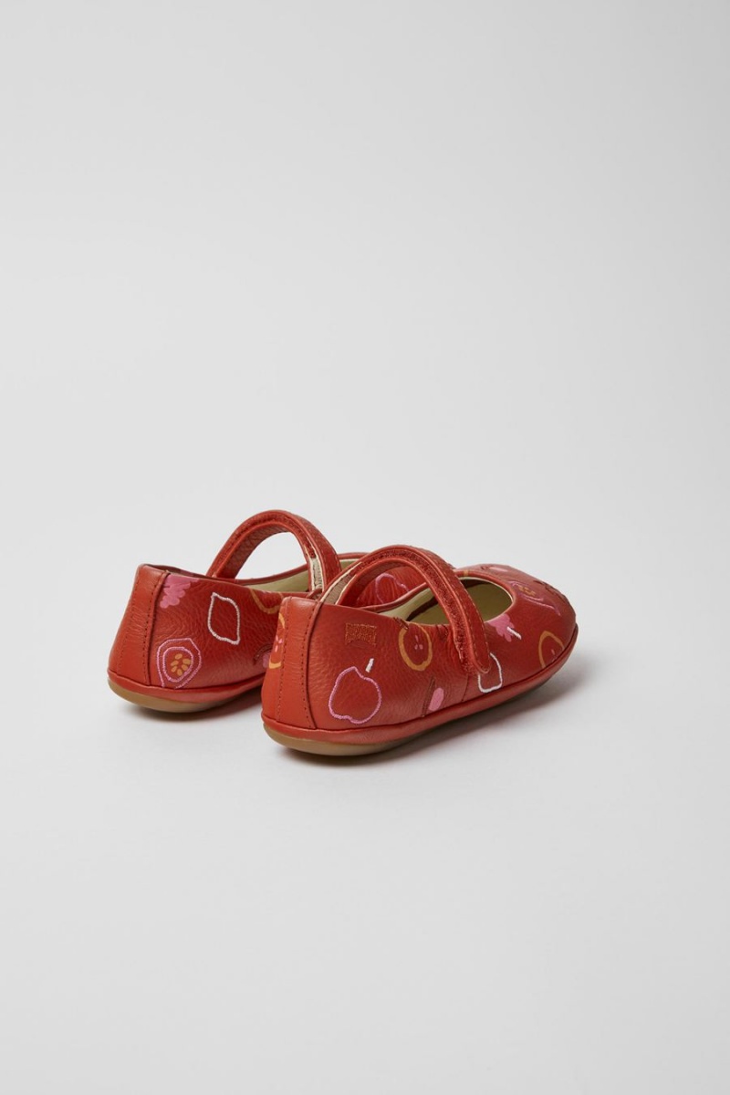 Ballerinas Camper Twins Cuero Niña Rojas | ESOBG-6037