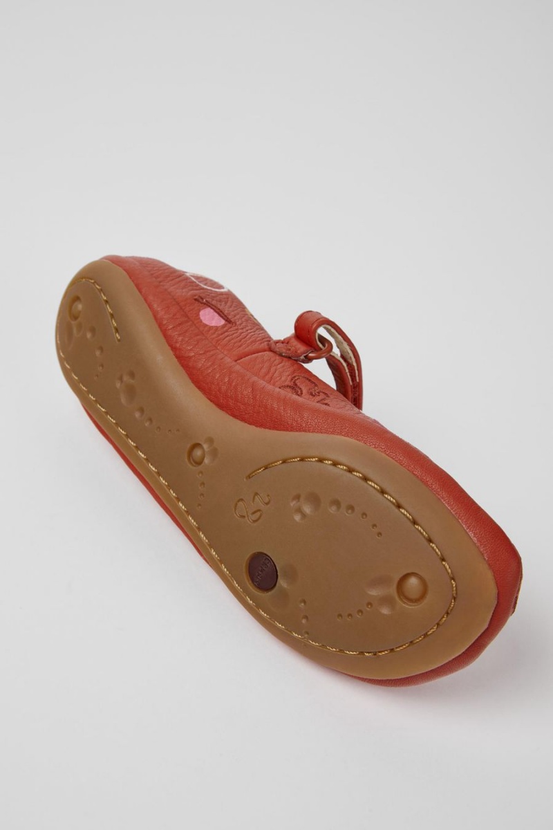 Ballerinas Camper Twins Cuero Niña Rojas | ESOBG-6037