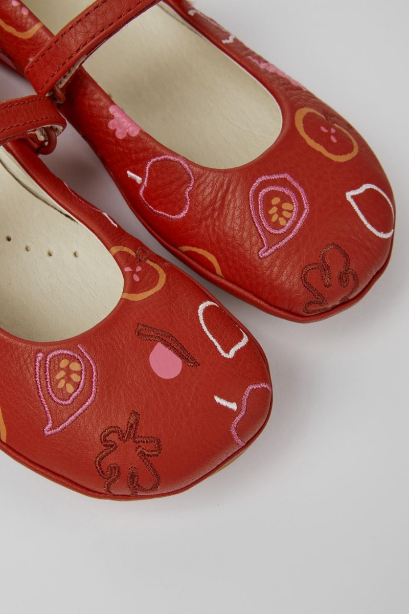 Ballerinas Camper Twins Cuero Niña Rojas | ESOBG-6037