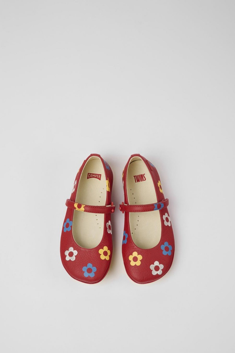 Ballerinas Camper Twins Cuero Niña Rojas | KRADP-2704